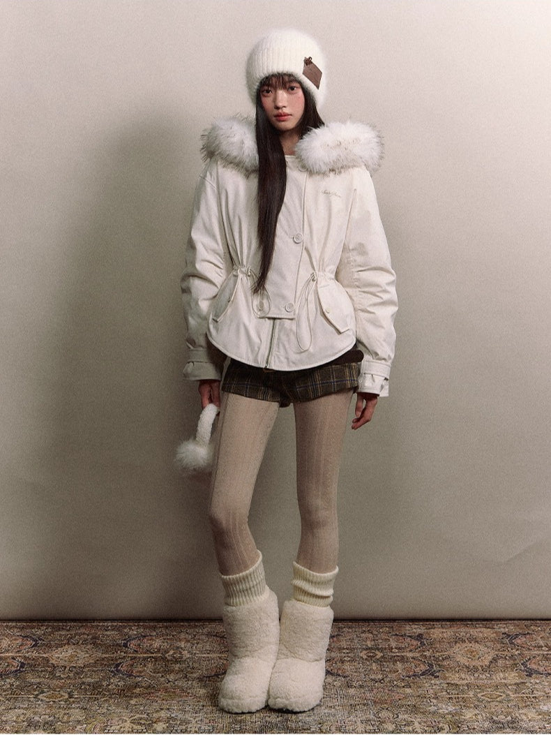 Faux Fur Collar Double-Breasted Down Parka