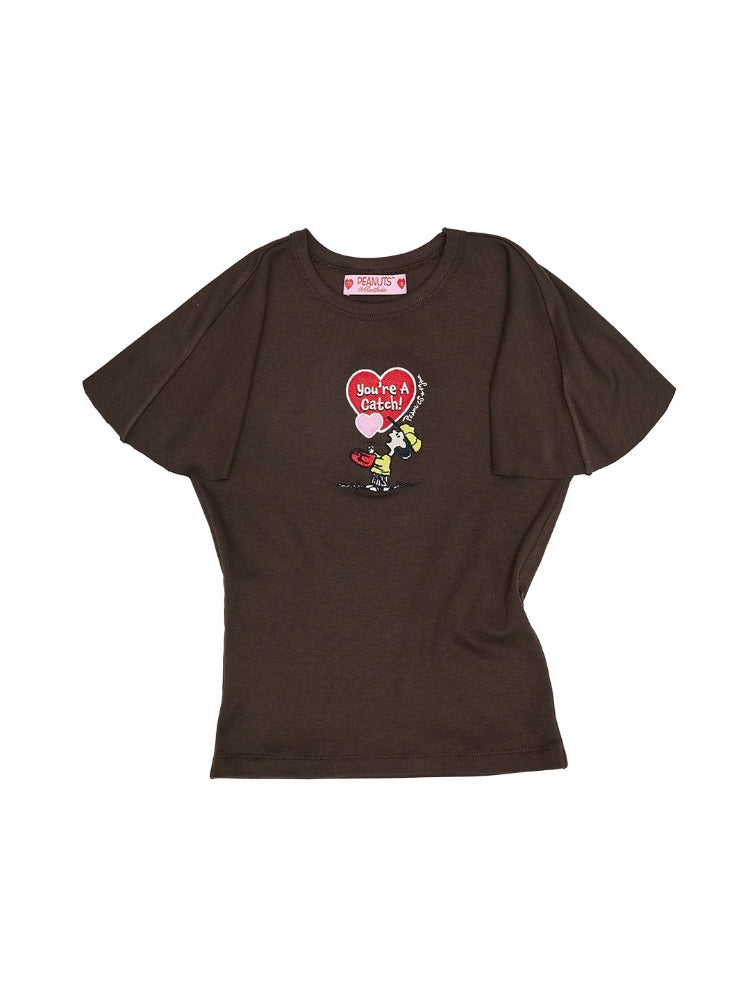 Snoopy Embroidered Slim T-Shirt