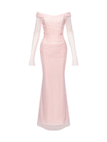 Off-Shoulder Mesh Corset Gown