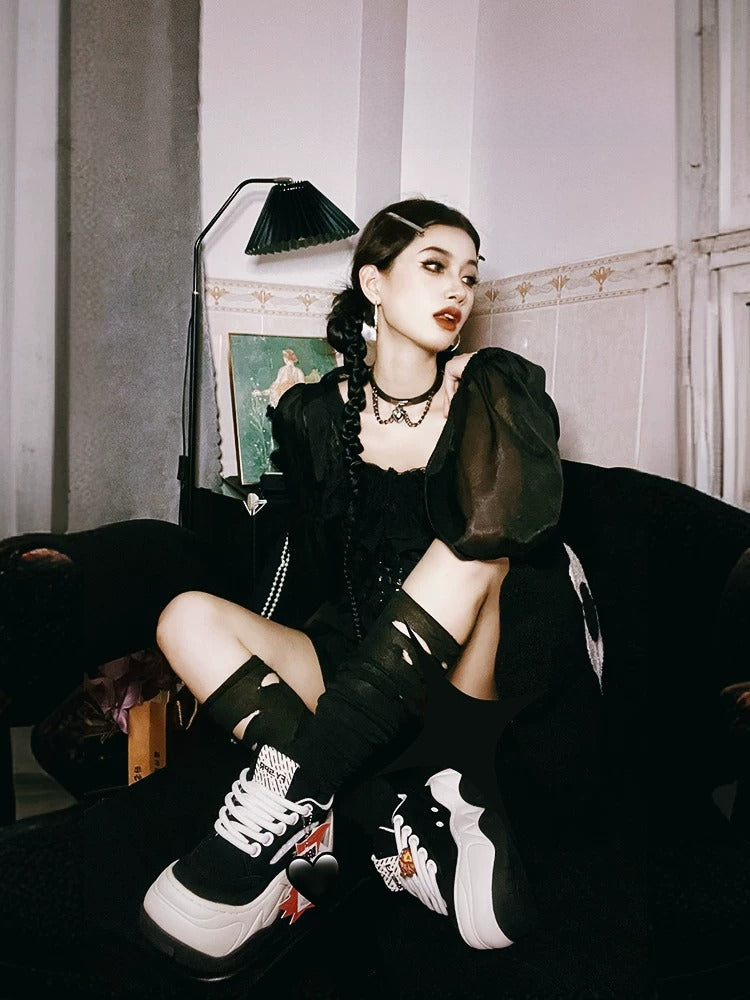 Black Wave Platform Sneakers