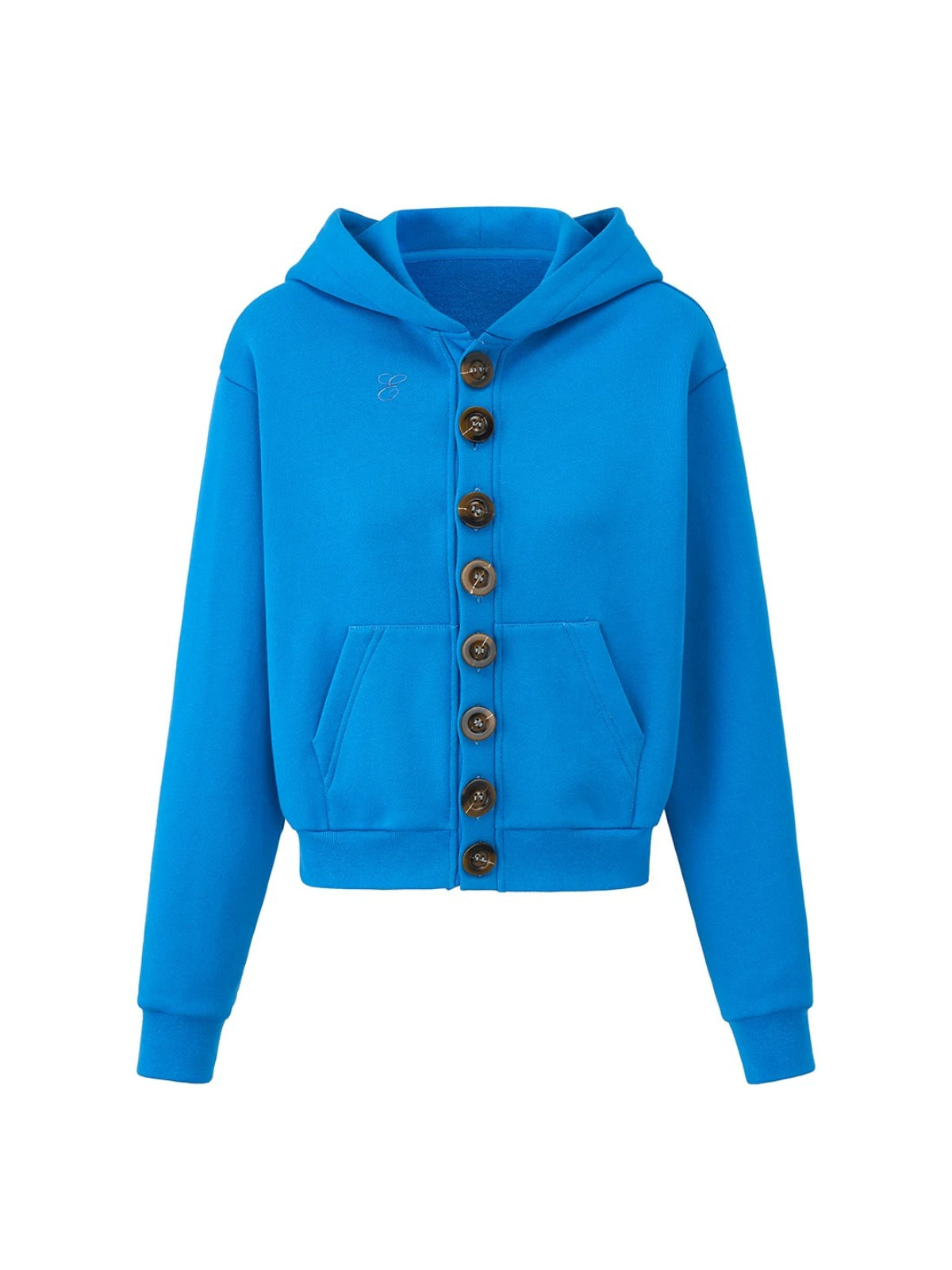Button Embroidered Cropped Hoodie