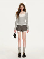 Faux-Layer Lace T-shirt