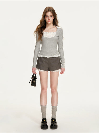 Faux-Layer Lace T-shirt