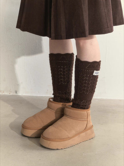 Wool Blend Crochet Mid-Calf Socks