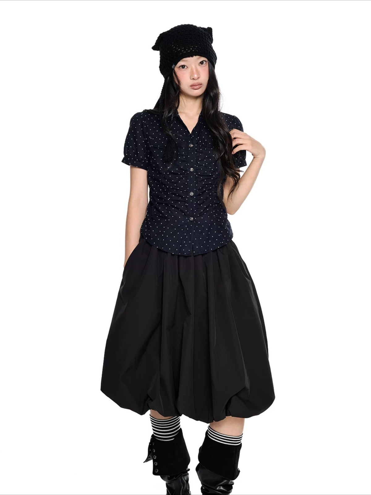 Ruched Puff Sleeve Shirt
