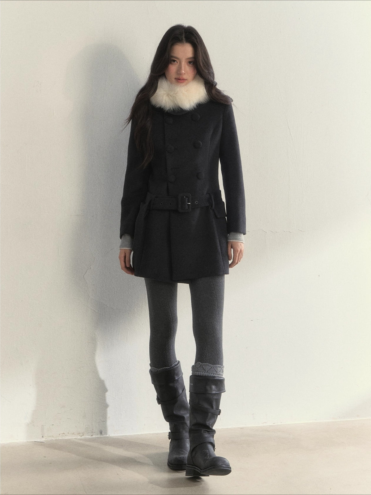 Double-Breasted Belted Coat