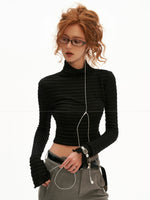 Mock Neck Cropped Long Sleeve Top