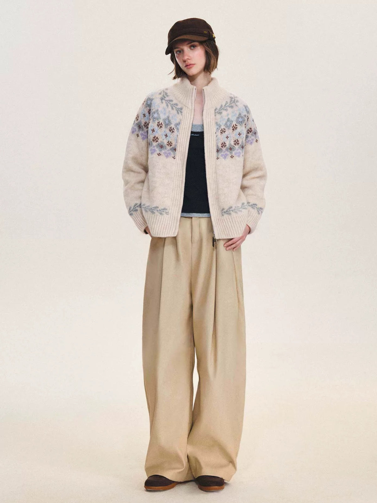 Vintage Fair Isle Zip Cardigan