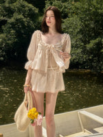 Peach Floral Cotton Shirt Set