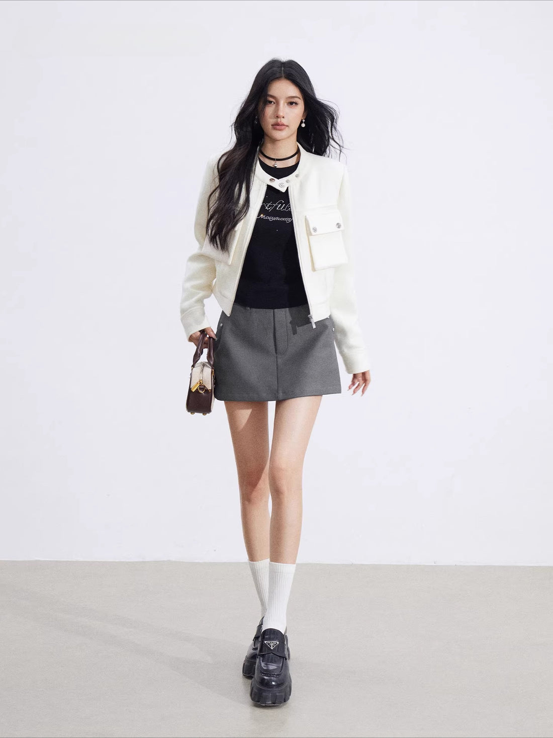 Stand Collar Cropped Jacket