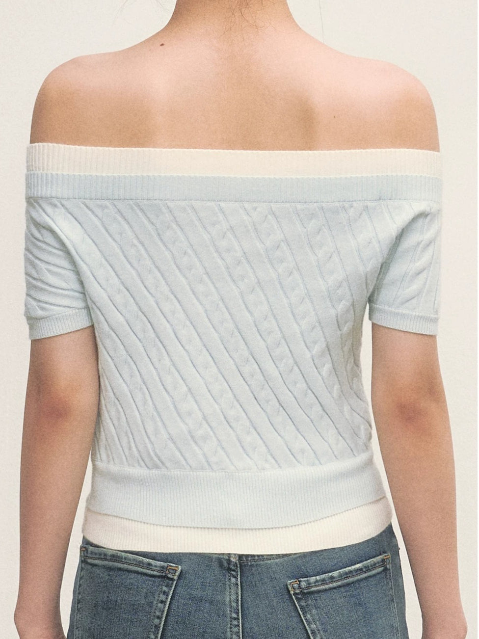 Cable Knit Off-Shoulder Top