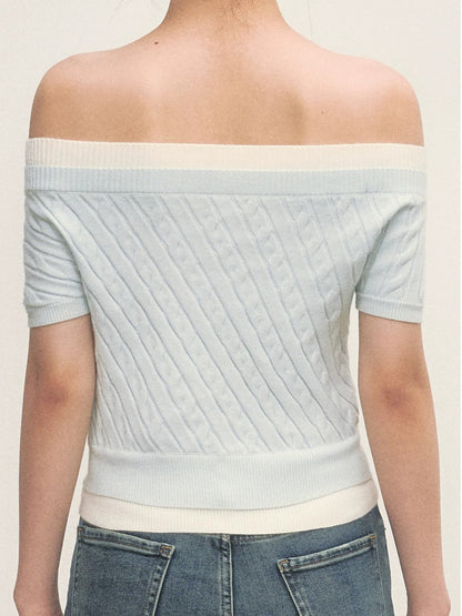 Cable Knit Off-Shoulder Top