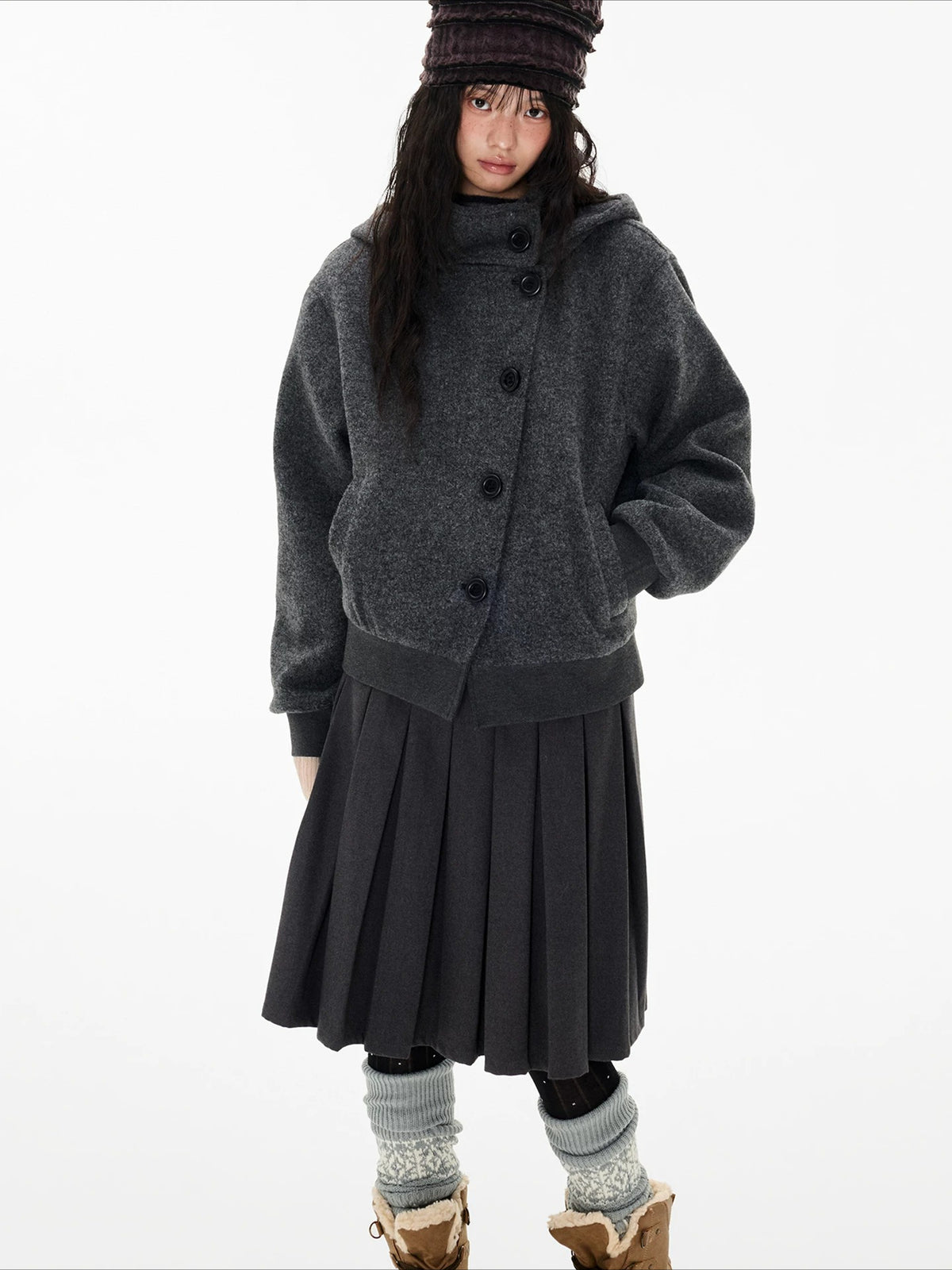 Hooded Button Jacket