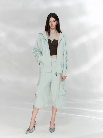 Waffle Cargo Cropped Pants