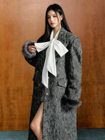 Camel & Brown Detachable Fur Wool Coat
