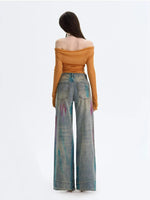 Hand-Painted Straight Denim Pants