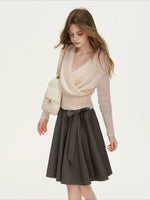 Gray Bow-Tie A-Line Skirt