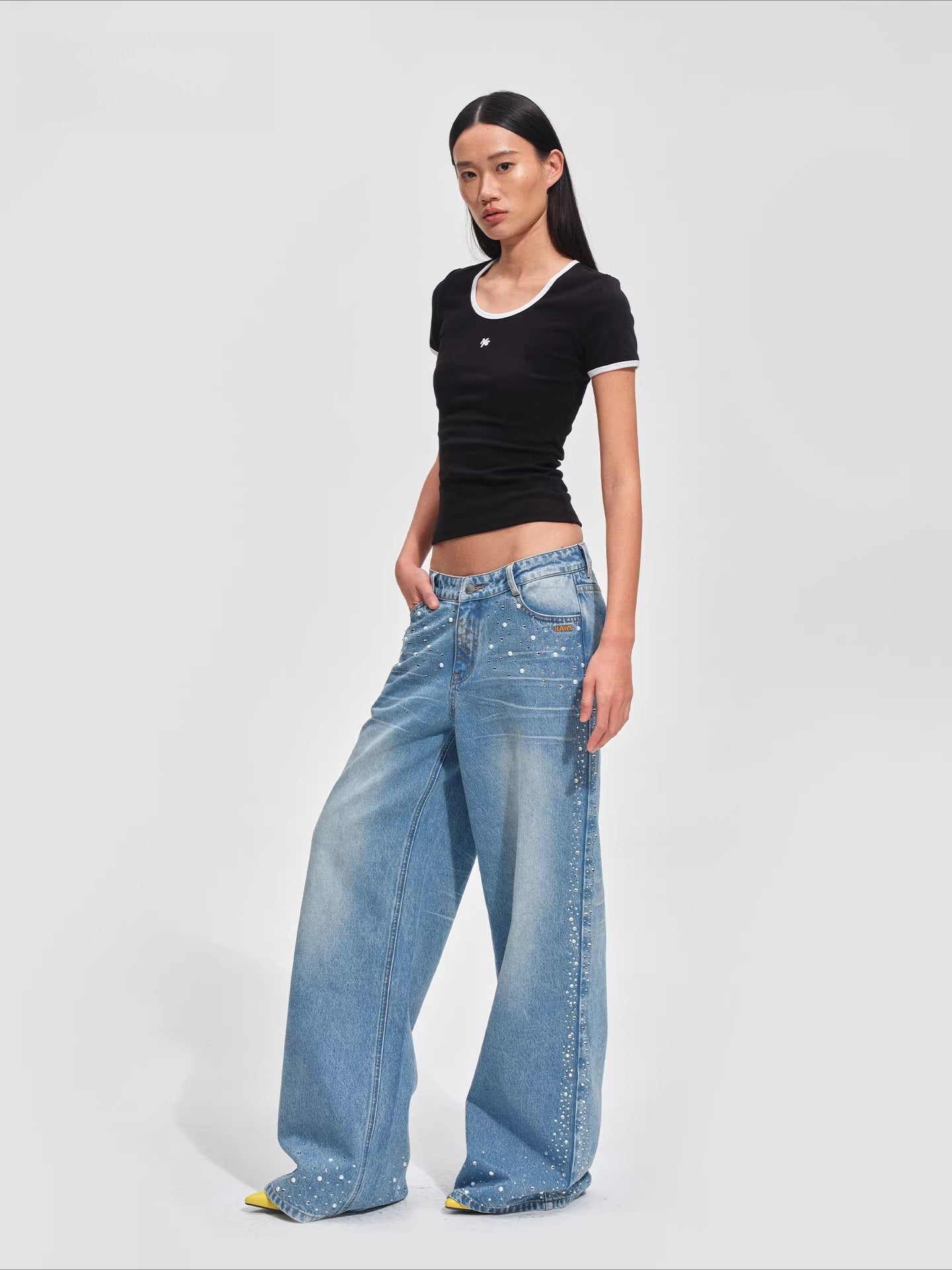 Ghost Tee Contrast Ribbed Slim T-shirt