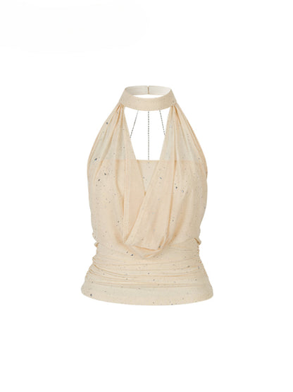 Chain Choker Neckline Waist Cinching Vest