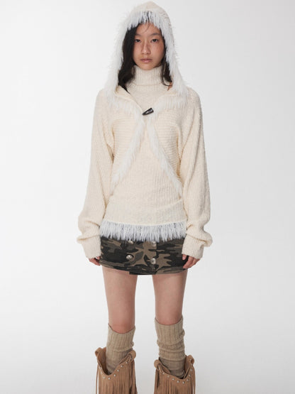 Hooded Faux Fur Knit Set