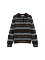 Vintage Striped Wool Polo Sweater
