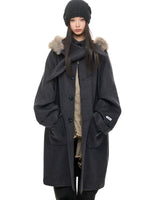 Hooded Wool Blend Long Coat