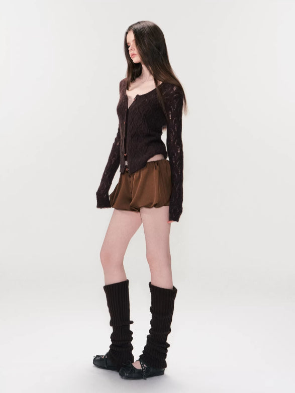 Mohair Hollow Out Knit Cardigan