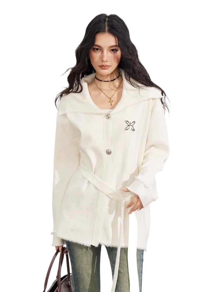 Oversized Collar Knit Jacket