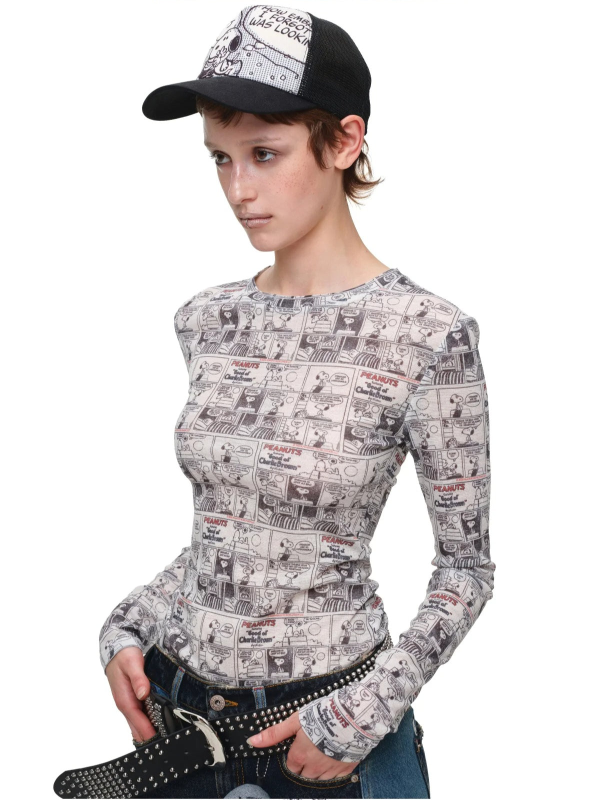 Vintage Newspaper Slim Knit Top