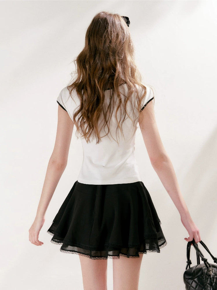 Lace Chiffon Layered Skirt