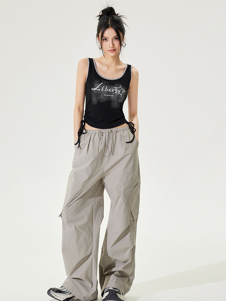 Color-block Tie-up Fitted Tank Top