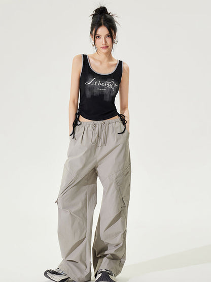 Color-block Tie-up Fitted Tank Top