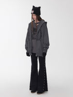 Cat Graphic Double-Zip Convertible Hoodie Jacket