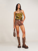 Compass Dancer Denim Flat Shorts Sand