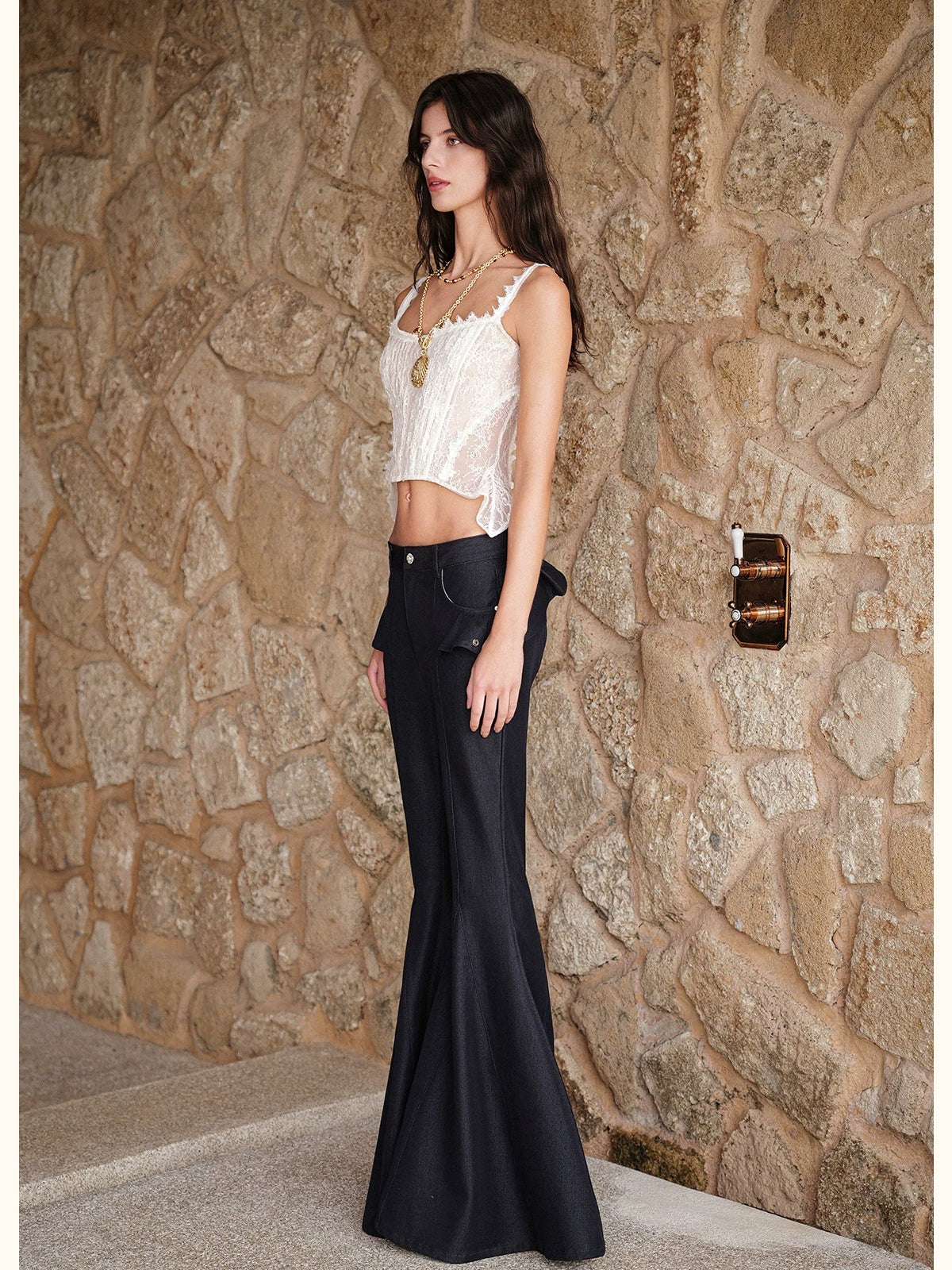 Lace Panel Corset Cami Top