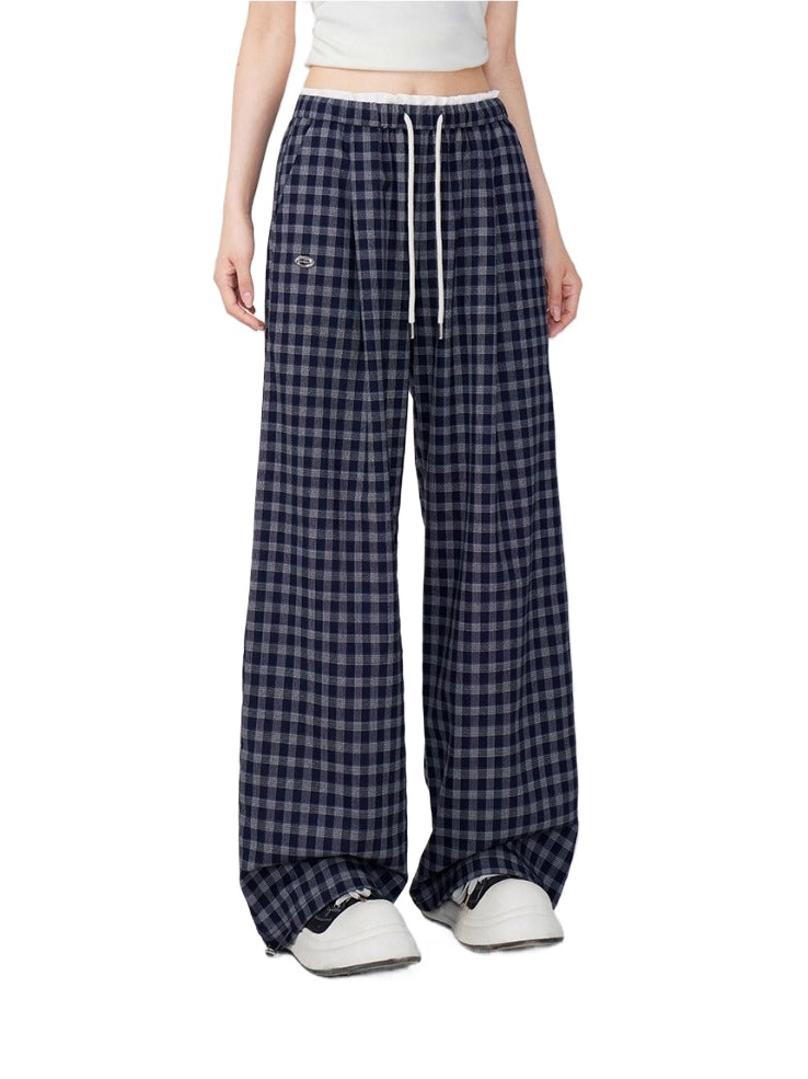 Color-Blocked Pleated Suit Wide-Leg Pants