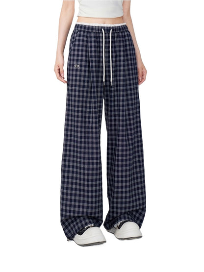 Color-Blocked Pleated Suit Wide-Leg Pants