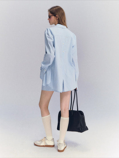 Striped Shirt Shorts Set