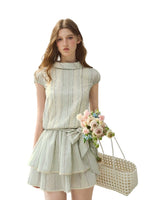 “Afternoon Study” Lyocell Lace Pleated Dress