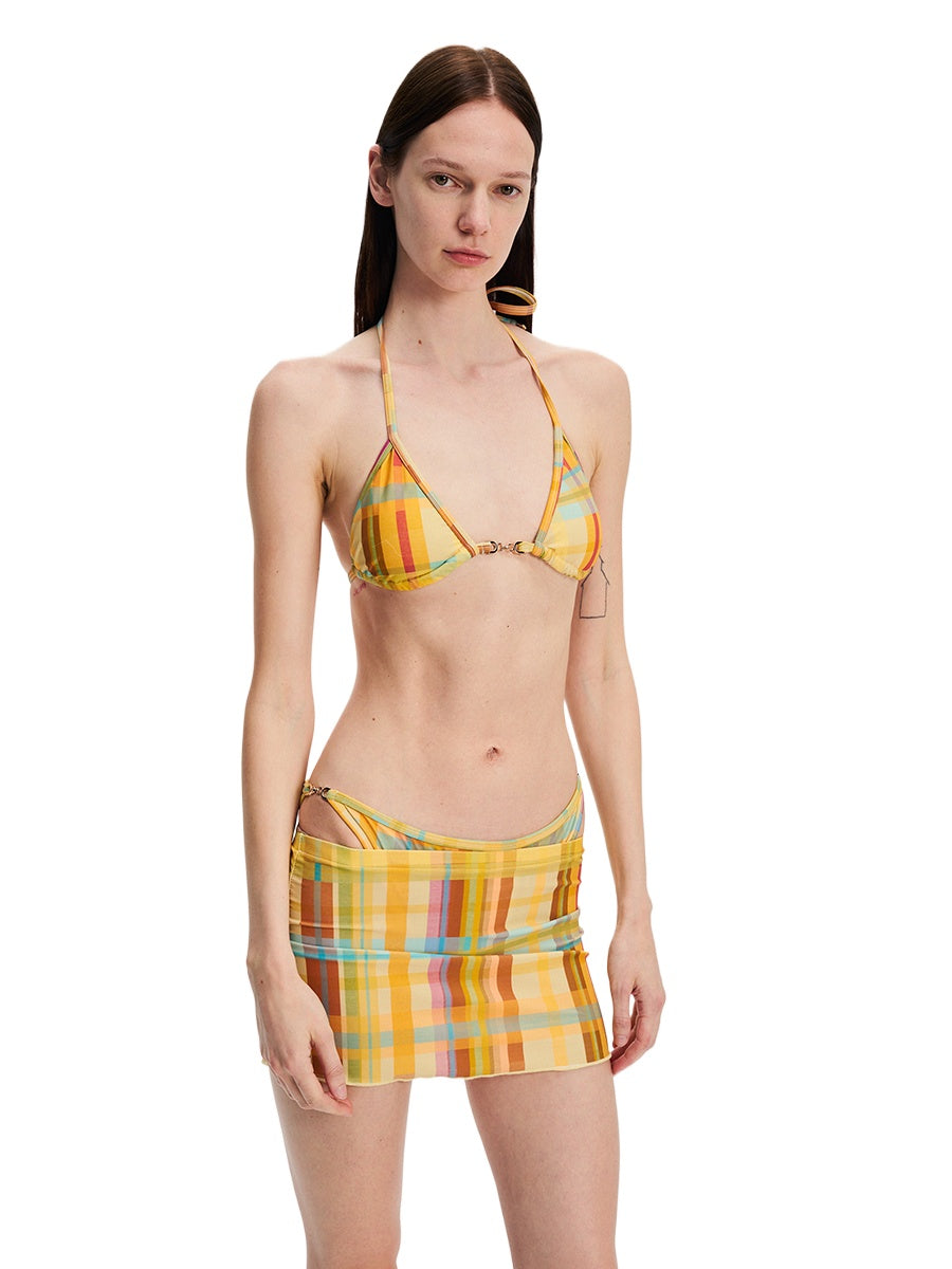 Yellow Check Bikini Set