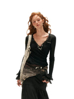 Lace Trim Wrap Knit Cardigan