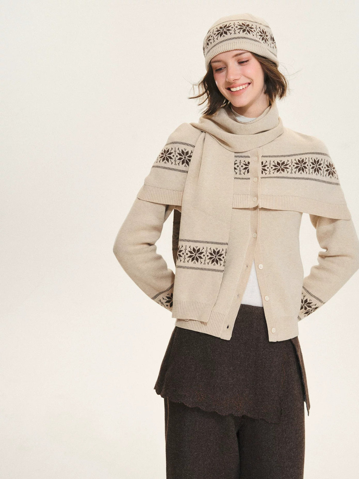Fair Isle Knit Cape Sweater