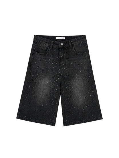 Rhinestone Washed Denim Culottes