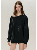 Asymmetric Shoulder Oversized Sweatshirt
