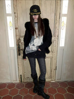 Mohair Collar Knit Shawl Cardigan