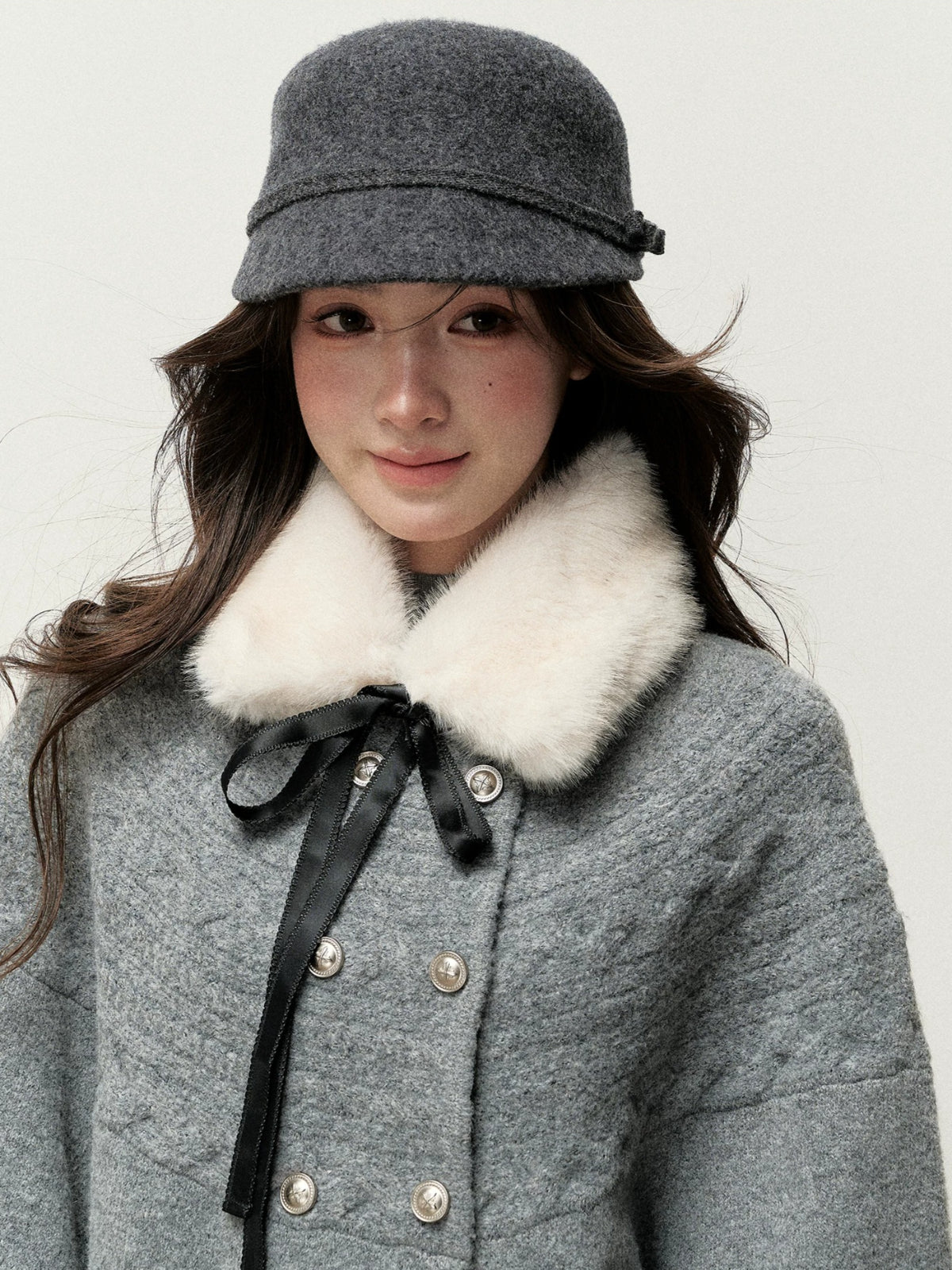 Vintage Bow Faux Fur Collar