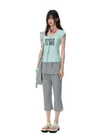 Korean Mint Graphic Slim T Shirt