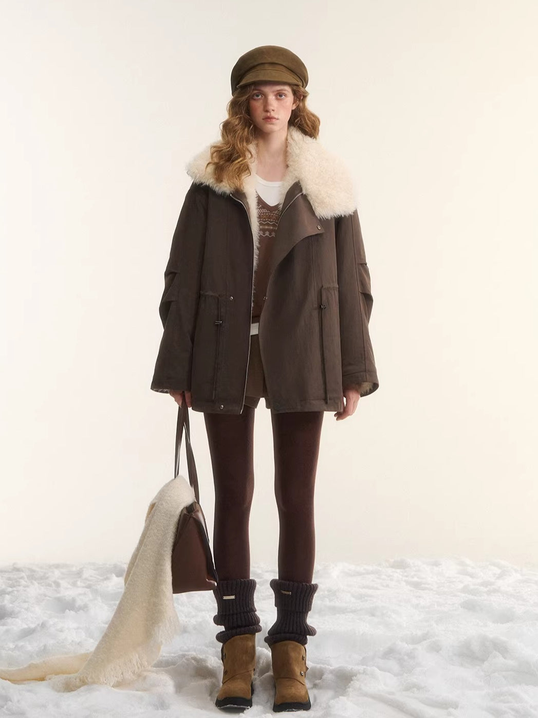 Fur Collar Drawstring Parka