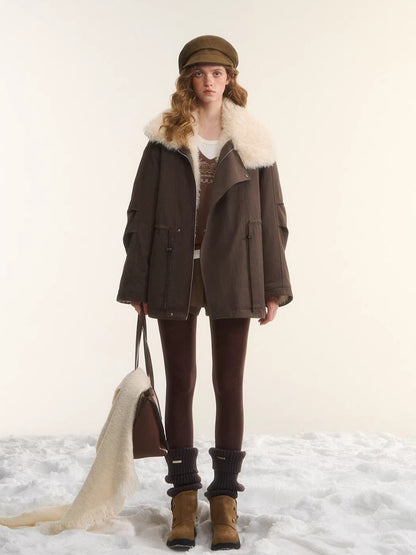 Fur Collar Drawstring Parka
