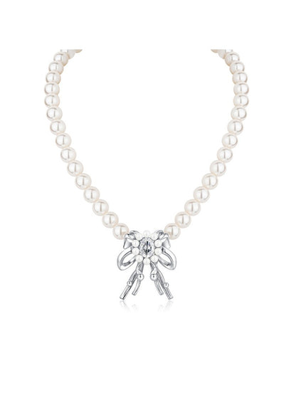Vintage Bow Pearl Necklace